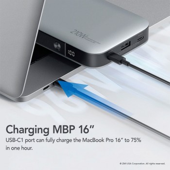 Портативный аккумулятор Power Bank Xiaomi (Mi) ZMI PowerPack № 20 25000 mAh 210W Type-C Quick Charge 3.0 PD 3A (QB826G)