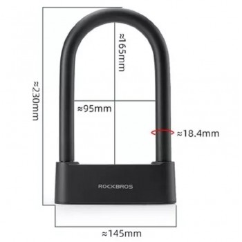 Замок U-образный Rockbros Smart Fingerprint U-lock разблокировка ключом по Bluetooth и по отпечатку пальца