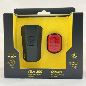 Комплект велосипедных фонарей Moon Vela 200 Люмен и Orion USB-C 50 Люмен