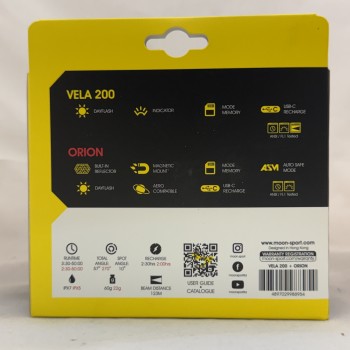 Комплект велосипедных фонарей Moon Vela 200 Люмен и Orion USB-C 50 Люмен