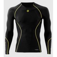 Мужская компрессионная футболка с длинным рукавом Skins A200 Black / Yellow