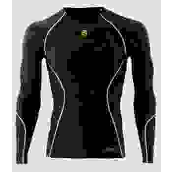 Мужская компрессионная футболка с длинным рукавом Skins A200 Black / Yellow