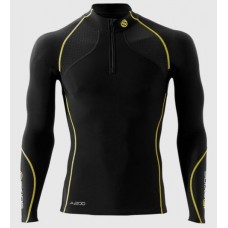 Мужская компрессионная термо-футболка с длинным рукавом Skins A200 Black / Yellow