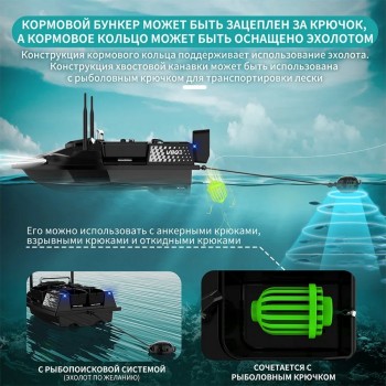 Радиоуправляемый катер для рыбалки Flytec V803 GPS 2.4G RTR