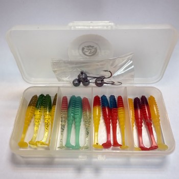 Готовый набор силиконовых приманок виброхвост RuBaits Fire Vib 1.9" (16 шт.)