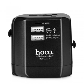 Сетевой адаптер Hoco AC3 Worldwide 2.4A Dual USB Travel Charger Adapter