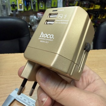 Сетевой адаптер Hoco AC3 Worldwide 2.4A Dual USB Travel Charger Adapter
