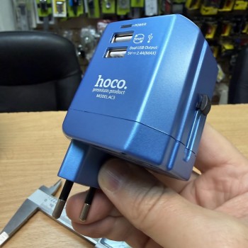 Сетевой адаптер Hoco AC3 Worldwide 2.4A Dual USB Travel Charger Adapter