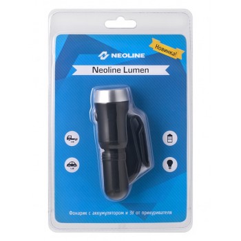 Фонарь с аккумулятором и ЗУ от прикуривателя Neoline Lumen Black